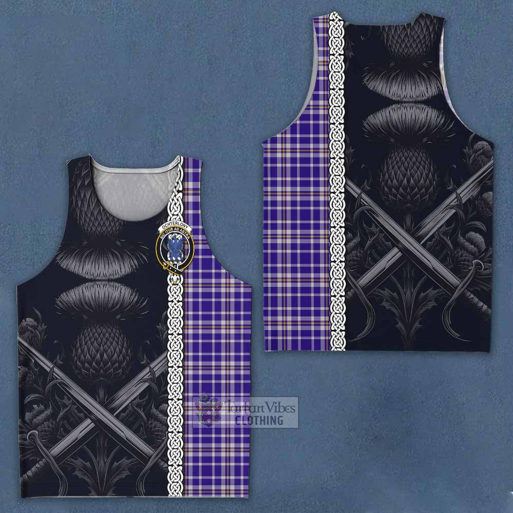 Ochterlony Tartan Men's Tank Top with Family Crest Cross Sword Thistle Celtic Vibes - Tartan Vibes Clothing
