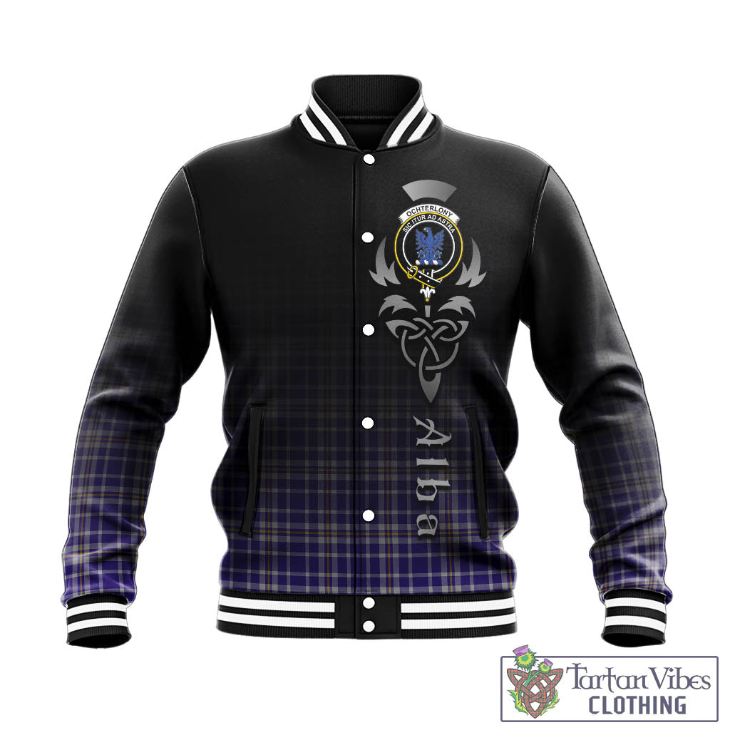 Ochterlony Tartan Baseball Jacket Featuring Alba Gu Brath Family Crest Celtic Inspired - Tartan Vibes Clothing