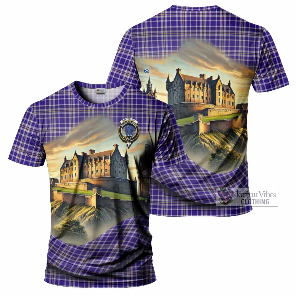 Ochterlony Tartan Family Crest T-Shirt with Scottish Ancient Castle Style - Tartan Vibes Clothing