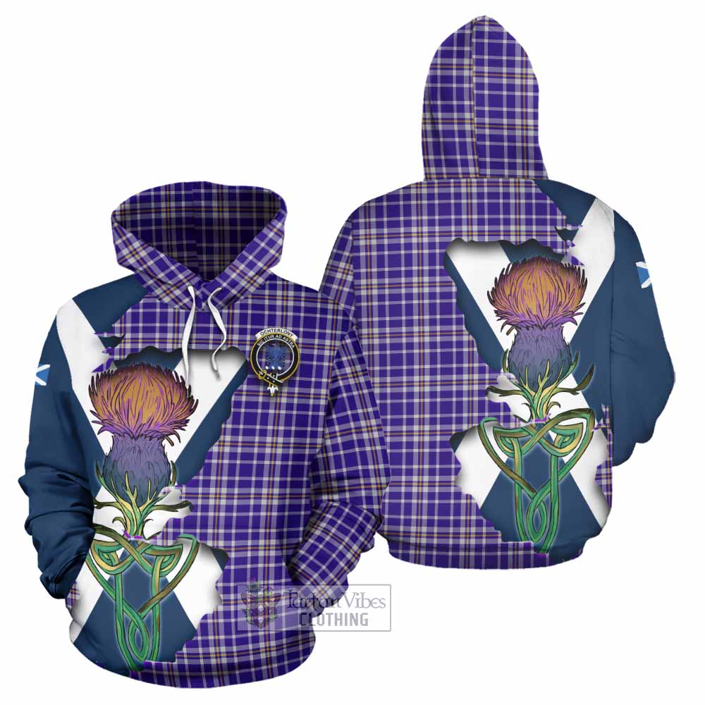 Ochterlony Tartan Family Crest Hoodie Scottish Thistle Celtic Inspired - Tartan Vibes Clothing