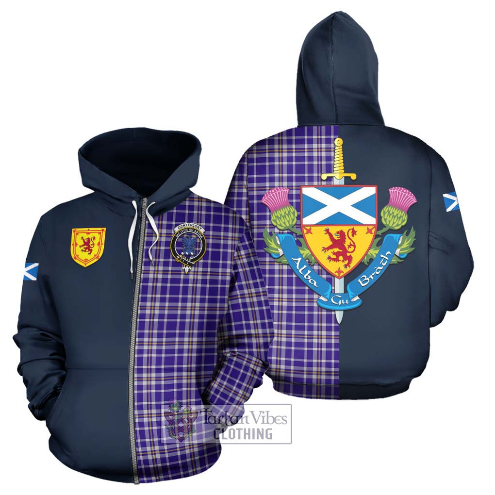 Ochterlony Tartan Hoodie Alba with Scottish Lion Royal Arm Half Style - Tartan Vibes Clothing