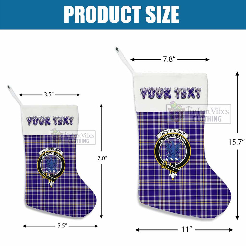 Ochterlony Tartan Family Crest Christmas Stocking with Personalized Text - Tartan Vibes Clothing