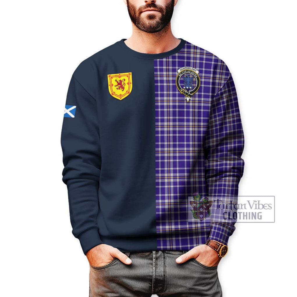 Ochterlony Tartan Sweatshirt Alba with Scottish Lion Royal Arm Half Style - Tartan Vibes Clothing