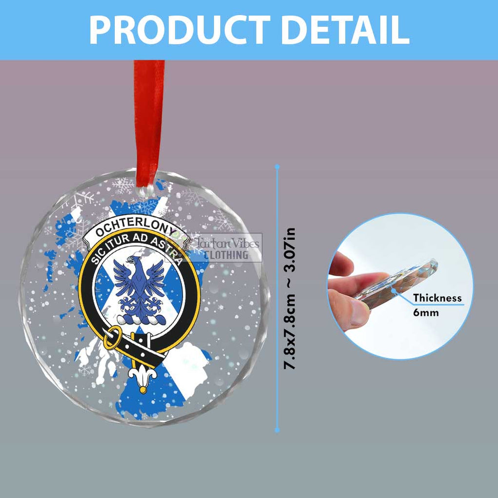 Ochterlony Clan Crest Christmas Glass Ornament with Scotland Map - 2D-tartanvibesclothing