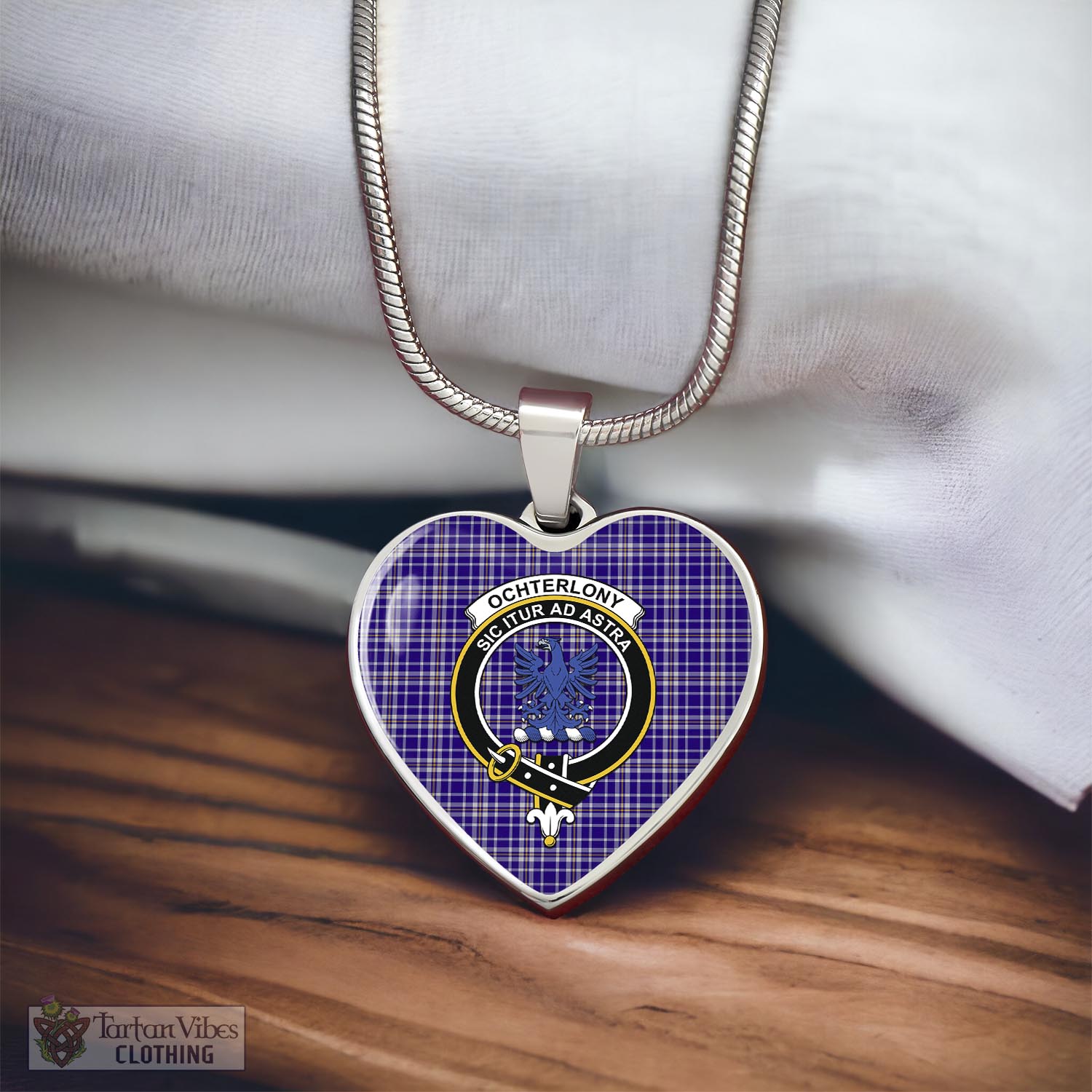 Ochterlony Tartan Heart Necklace with Family Crest - Tartan Vibes Clothing