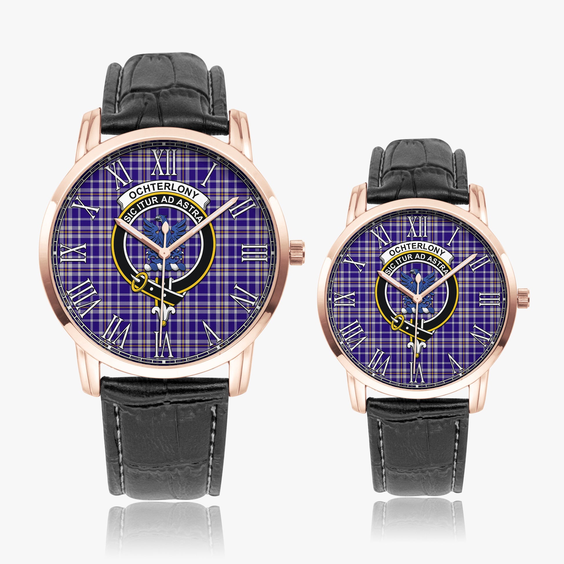 Ochterlony Tartan Family Crest Leather Strap Quartz Watch - Tartan Vibes Clothing