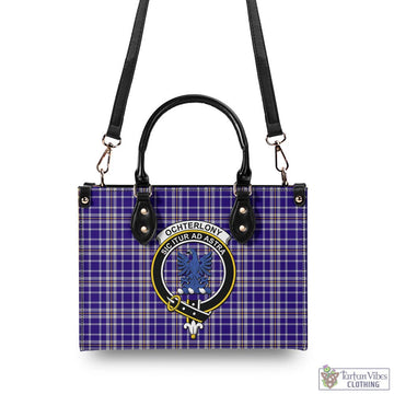 Ochterlony Tartan Luxury Leather Handbags with Family Crest - Tartan Vibes Clothing