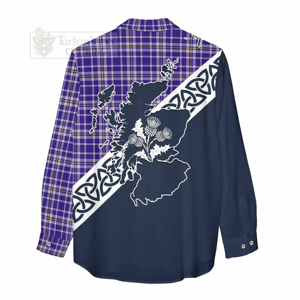 Ochterlony Tartan Women's Casual Shirt Featuring Thistle and Scotland Map - Tartan Vibes Clothing