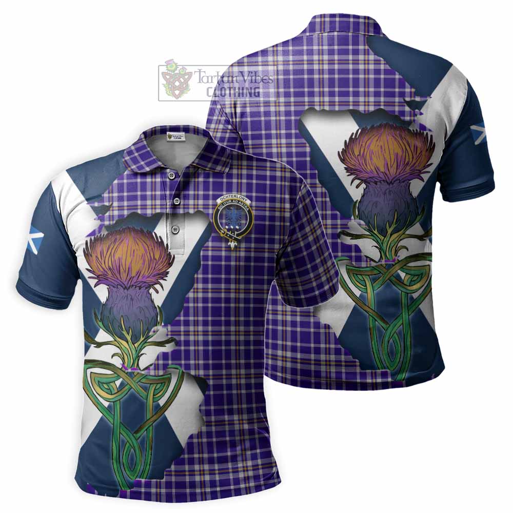 Ochterlony Tartan Family Crest Polo Shirt Scottish Thistle Celtic Inspired - Tartan Vibes Clothing