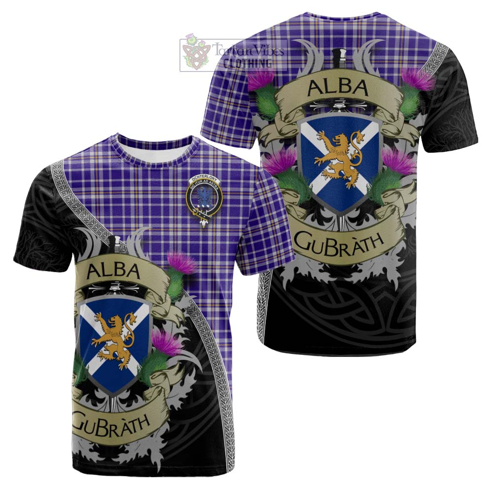 Tartan Vibes Clothing Ochterlony Tartan Family Crest Cotton T-shirt Lion Rampant Royal Thistle Shield Celtic Inspired