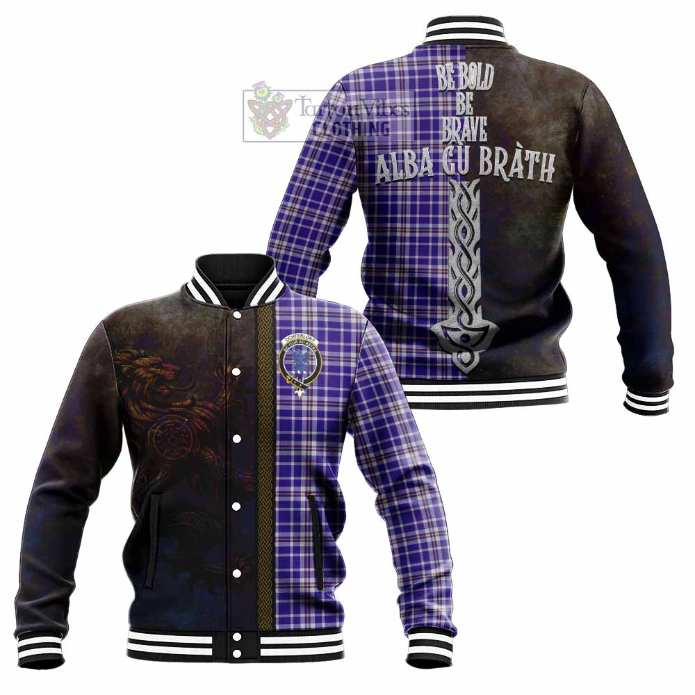 Ochterlony Tartan Family Crest Baseball Jacket Alba Gu Brath Be Brave Lion Ancient Style - Tartan Vibes Clothing