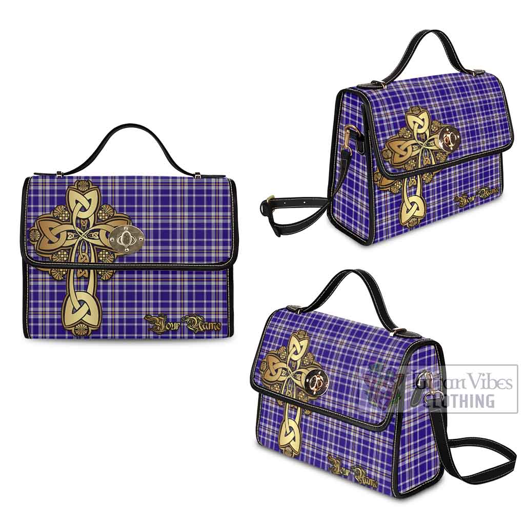 Tartan Vibes Clothing Ochterlony Tartan Waterproof Canvas Bag Golden Thistle Celtic Cross Style