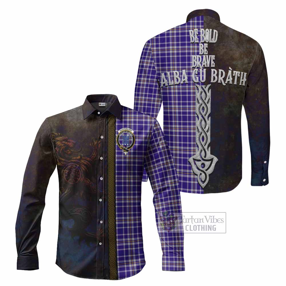 Ochterlony Tartan Family Crest Long Sleeve Button Shirt Alba Gu Brath Be Brave Lion Ancient Style - Tartan Vibes Clothing