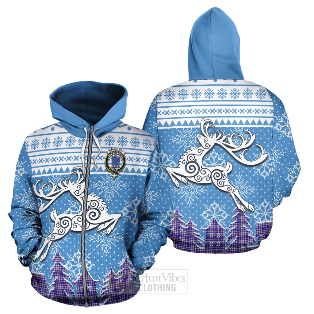 Ochterlony Clan Christmas Hoodie Celtic Reindeer Style - Tartan Vibes Clothing