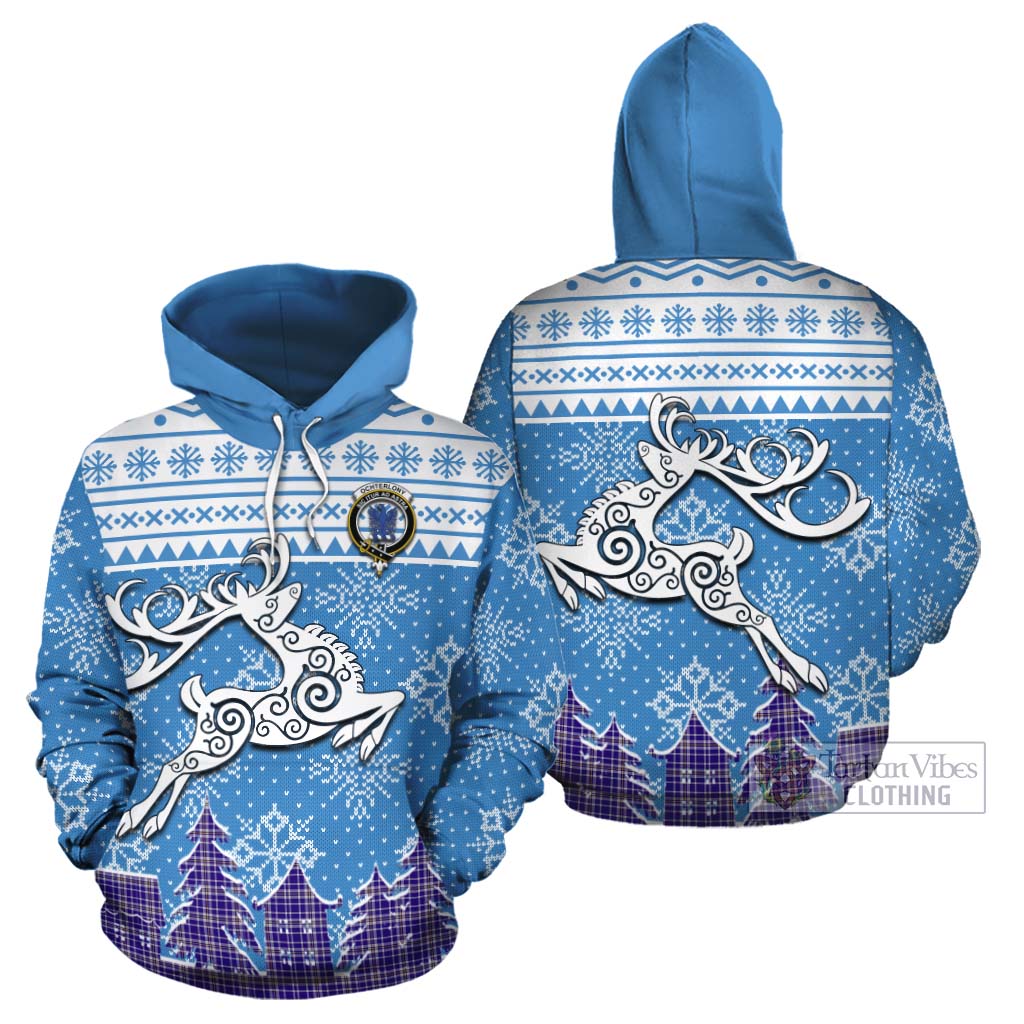 Ochterlony Clan Christmas Cotton Hoodie Celtic Reindeer Style Zip Hoodie - Tartan Vibes Clothing
