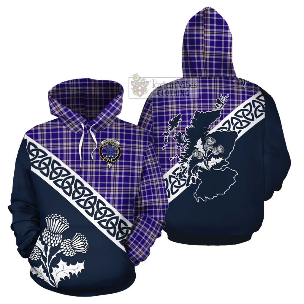 Ochterlony Tartan Cotton Hoodie Featuring Thistle and Scotland Map Zip Hoodie - Tartan Vibes Clothing