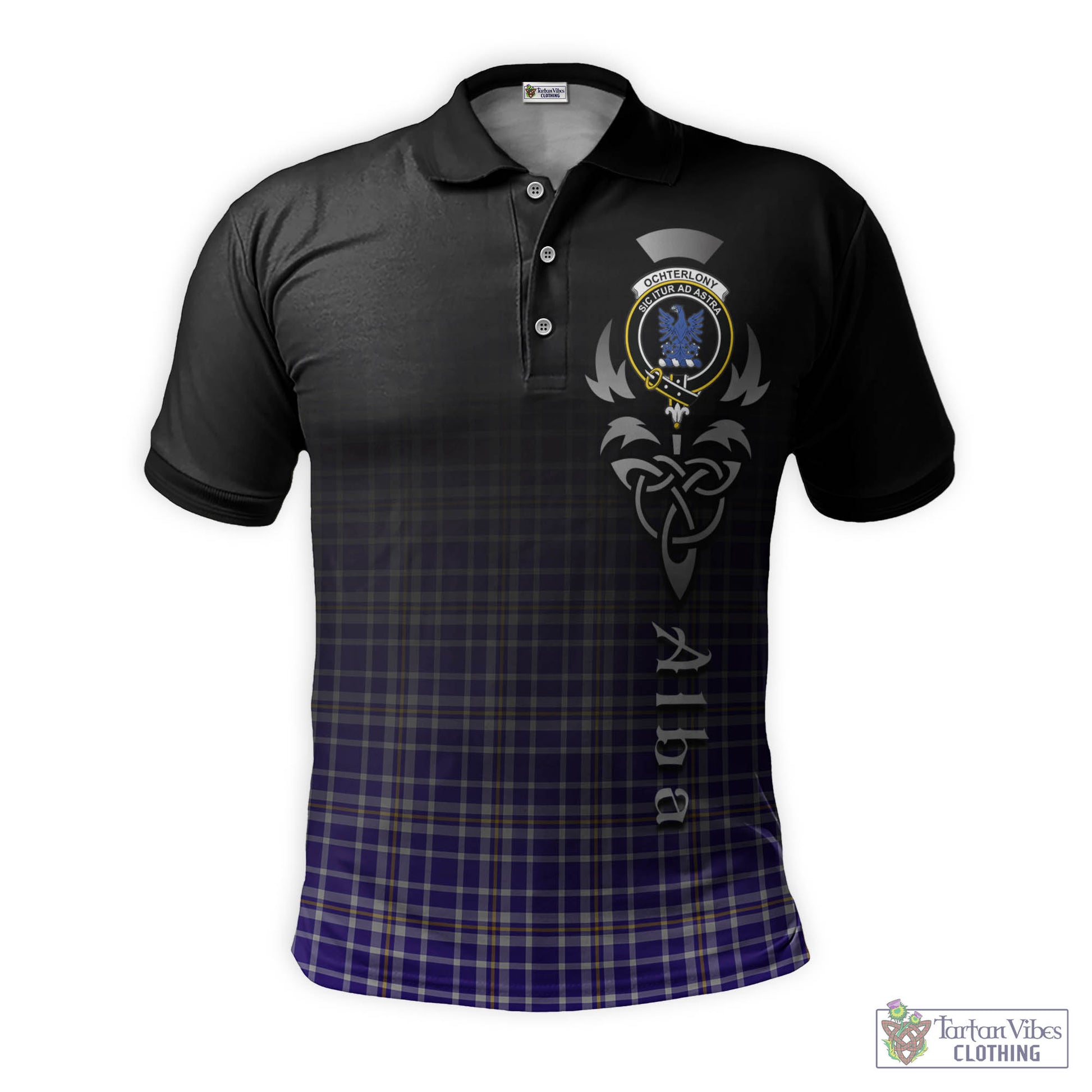 Ochterlony Tartan Polo Shirt Featuring Alba Gu Brath Family Crest Celtic Inspired - Tartan Vibes Clothing