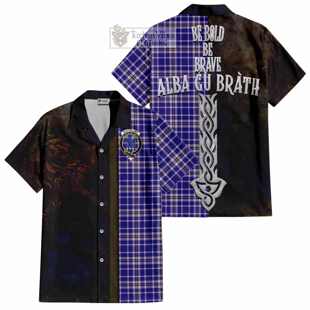 Ochterlony Tartan Family Crest Hawaiian Shirt Alba Gu Brath Be Brave Lion Ancient Style - Tartan Vibes Clothing