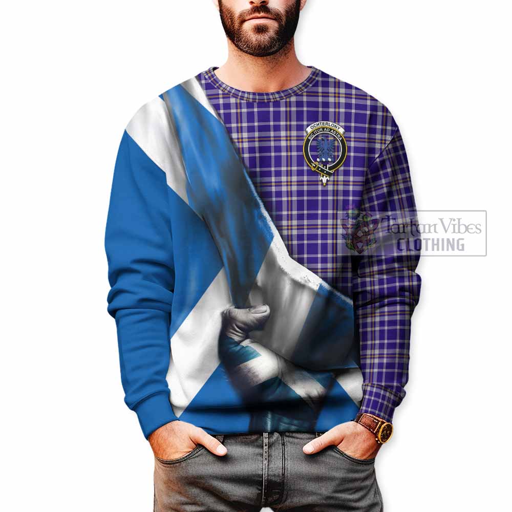 Ochterlony Tartan Sweatshirt with Family Crest Scotland Patriotic Style - Tartan Vibes Clothing