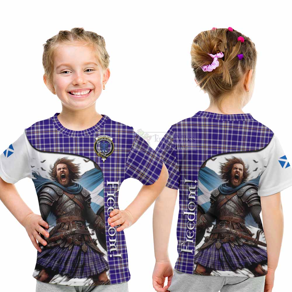 Tartan Vibes Clothing Ochterlony Crest Tartan Kid T-Shirt Inspired by the Freedom of Scottish Warrior