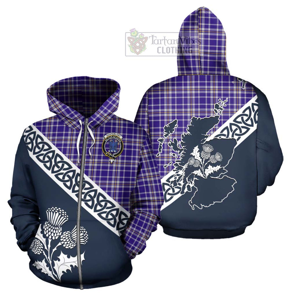Ochterlony Tartan Hoodie Featuring Thistle and Scotland Map - Tartan Vibes Clothing