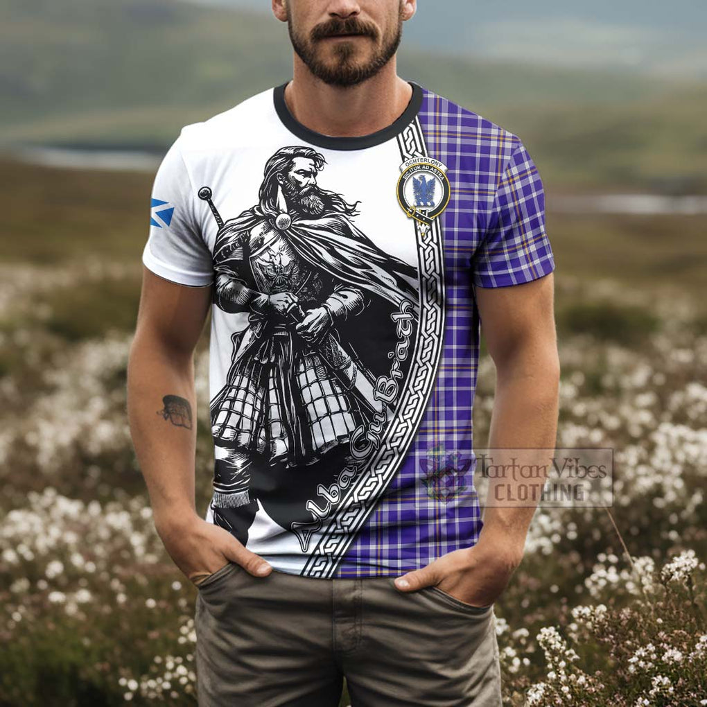 Ochterlony Tartan Clan Crest T-Shirt with Highlander Warrior Celtic Style - Tartan Vibes Clothing
