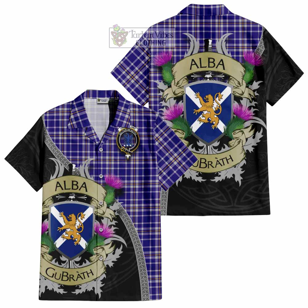 Ochterlony Tartan Family Crest Hawaiian Shirt Lion Rampant Royal Thistle Shield Celtic Inspired - Tartan Vibes Clothing