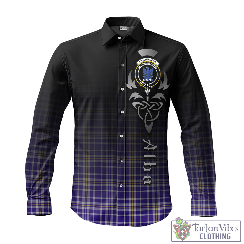 Ochterlony Tartan Long Sleeve Button Up Featuring Alba Gu Brath Family Crest Celtic Inspired - Tartan Vibes Clothing