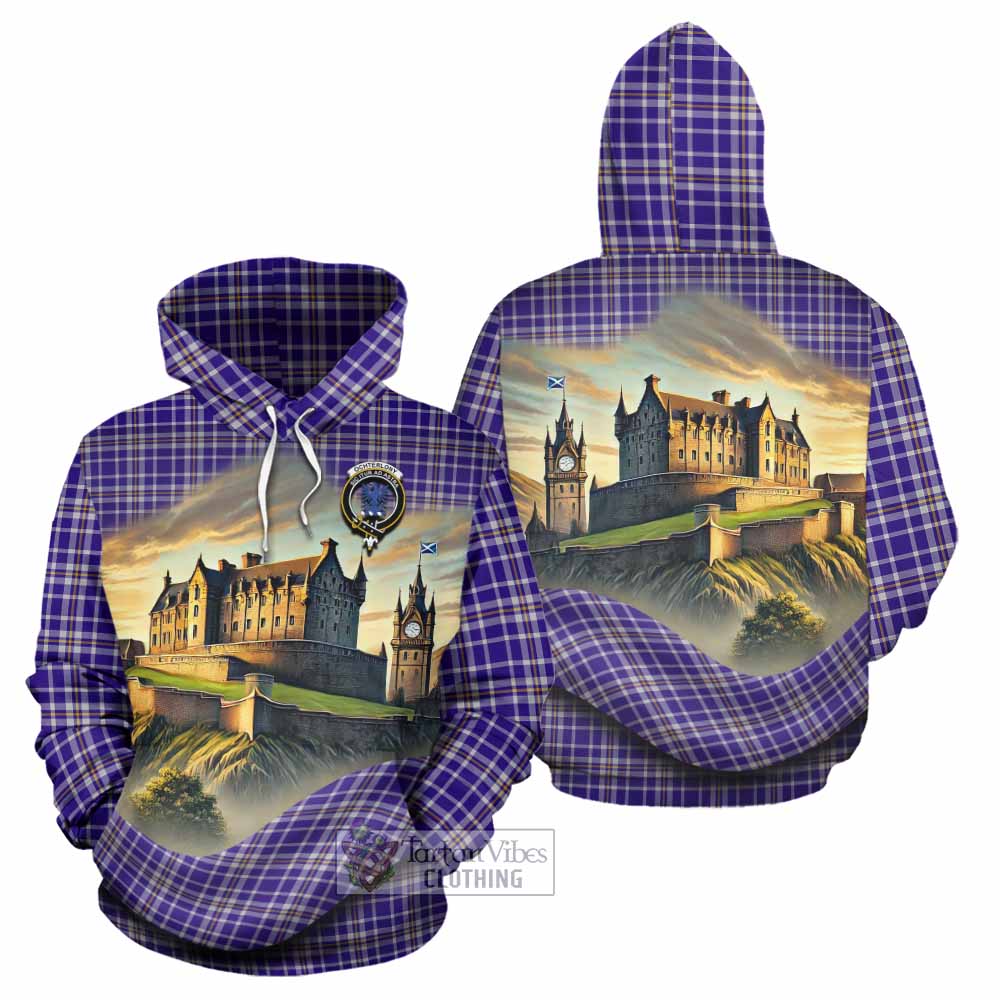 Ochterlony Tartan Family Crest Hoodie with Scottish Ancient Castle Style - Tartan Vibes Clothing