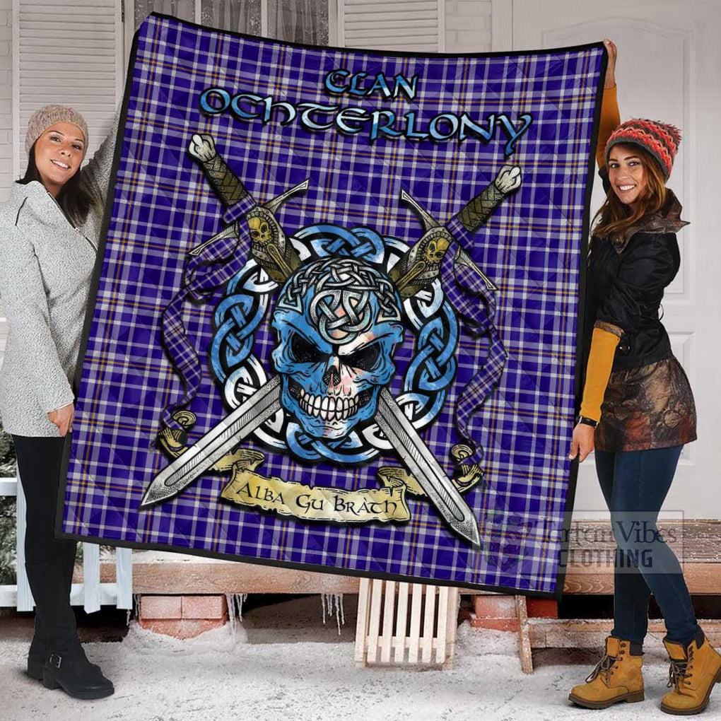 Ochterlony Tartan Quilt with Celtic Skull Alba Gu Brath Style - Tartan Vibes Clothing