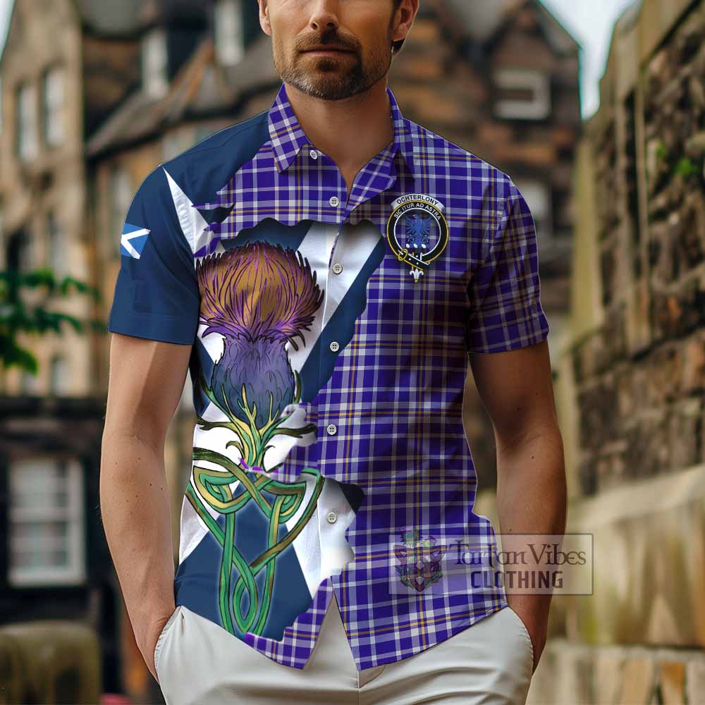 Ochterlony Tartan Family Crest Hawaiian Shirt Scottish Thistle Celtic Inspired - Tartan Vibes Clothing