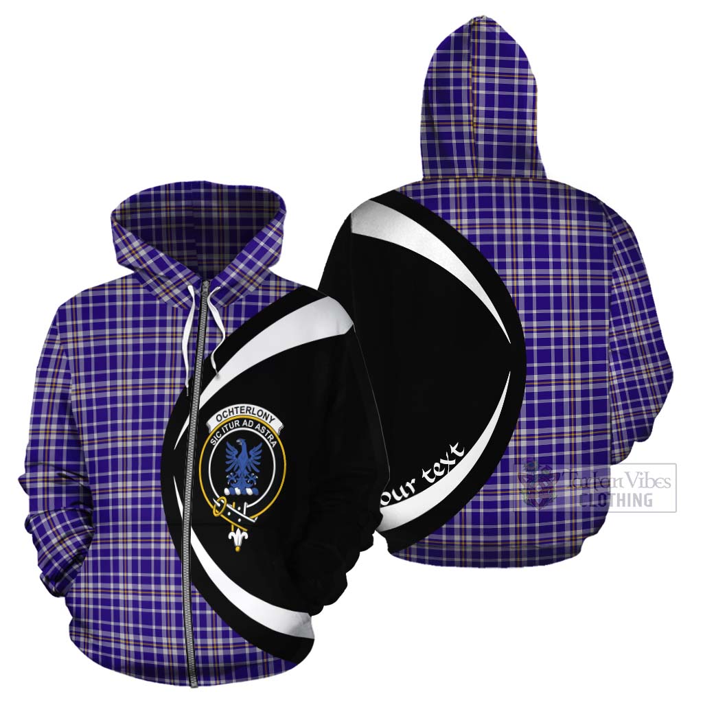 Ochterlony Tartan Cotton Hoodie with Family Crest Circle Style - Tartan Vibes Clothing