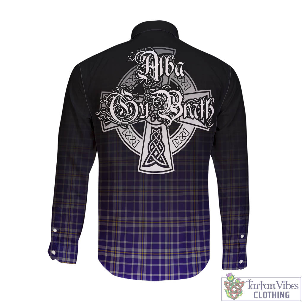 Tartan Vibes Clothing Ochterlony Tartan Long Sleeve Button Up Featuring Alba Gu Brath Family Crest Celtic Inspired