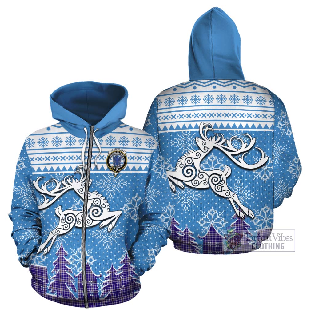 Ochterlony Clan Christmas Cotton Hoodie Celtic Reindeer Style - Tartan Vibes Clothing