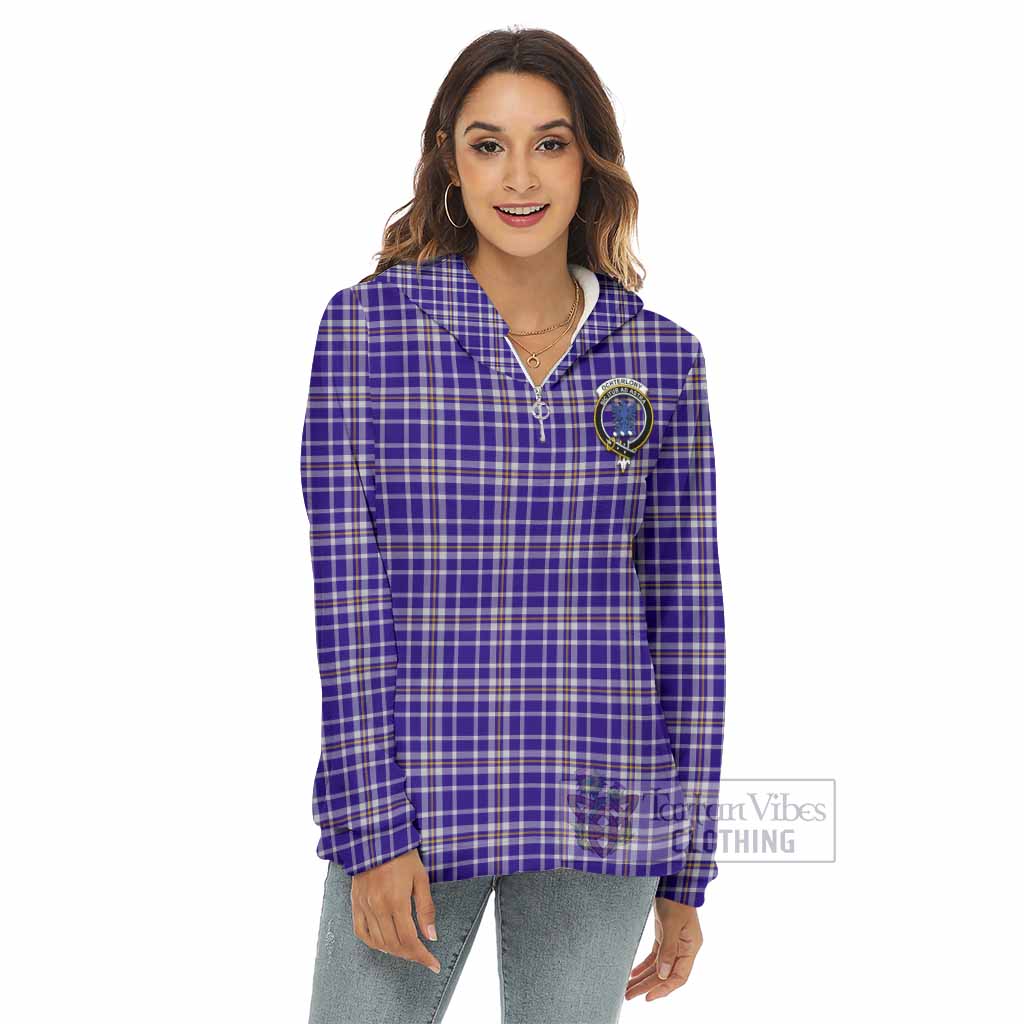 Tartan Vibes Clothing Ochterlony Tartan Crest Women's Borg  Half Zip Fleece Hoodie