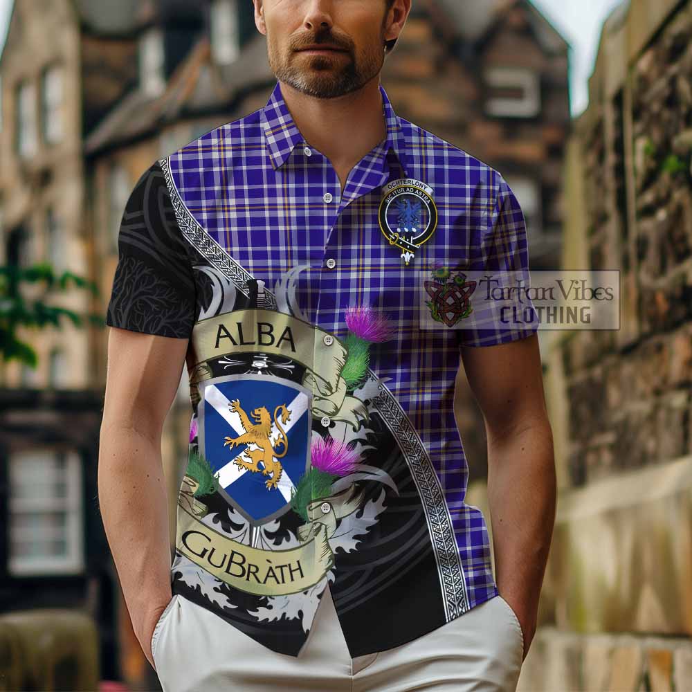 Ochterlony Tartan Family Crest Hawaiian Shirt Lion Rampant Royal Thistle Shield Celtic Inspired - Tartan Vibes Clothing