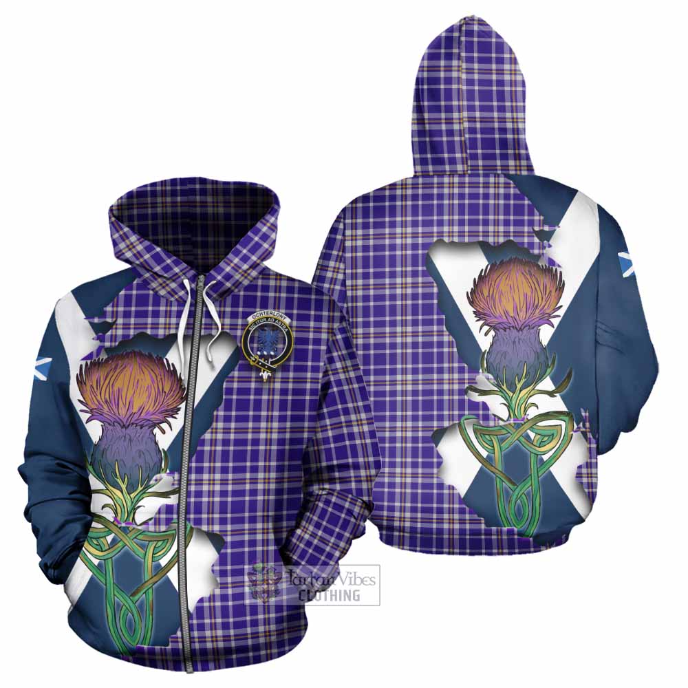 Ochterlony Tartan Family Crest Hoodie Scottish Thistle Celtic Inspired Zip Hoodie - Tartan Vibes Clothing