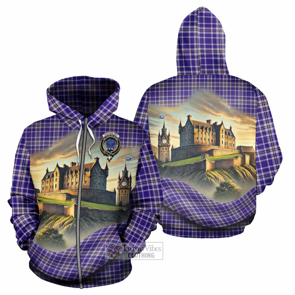 Ochterlony Tartan Family Crest Hoodie with Scottish Ancient Castle Style Zip Hoodie - Tartan Vibes Clothing