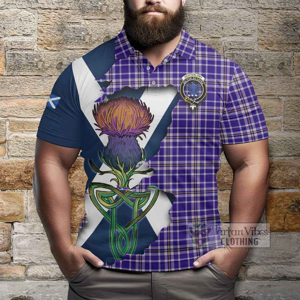 Ochterlony Tartan Family Crest Polo Shirt Scottish Thistle Celtic Inspired - Tartan Vibes Clothing