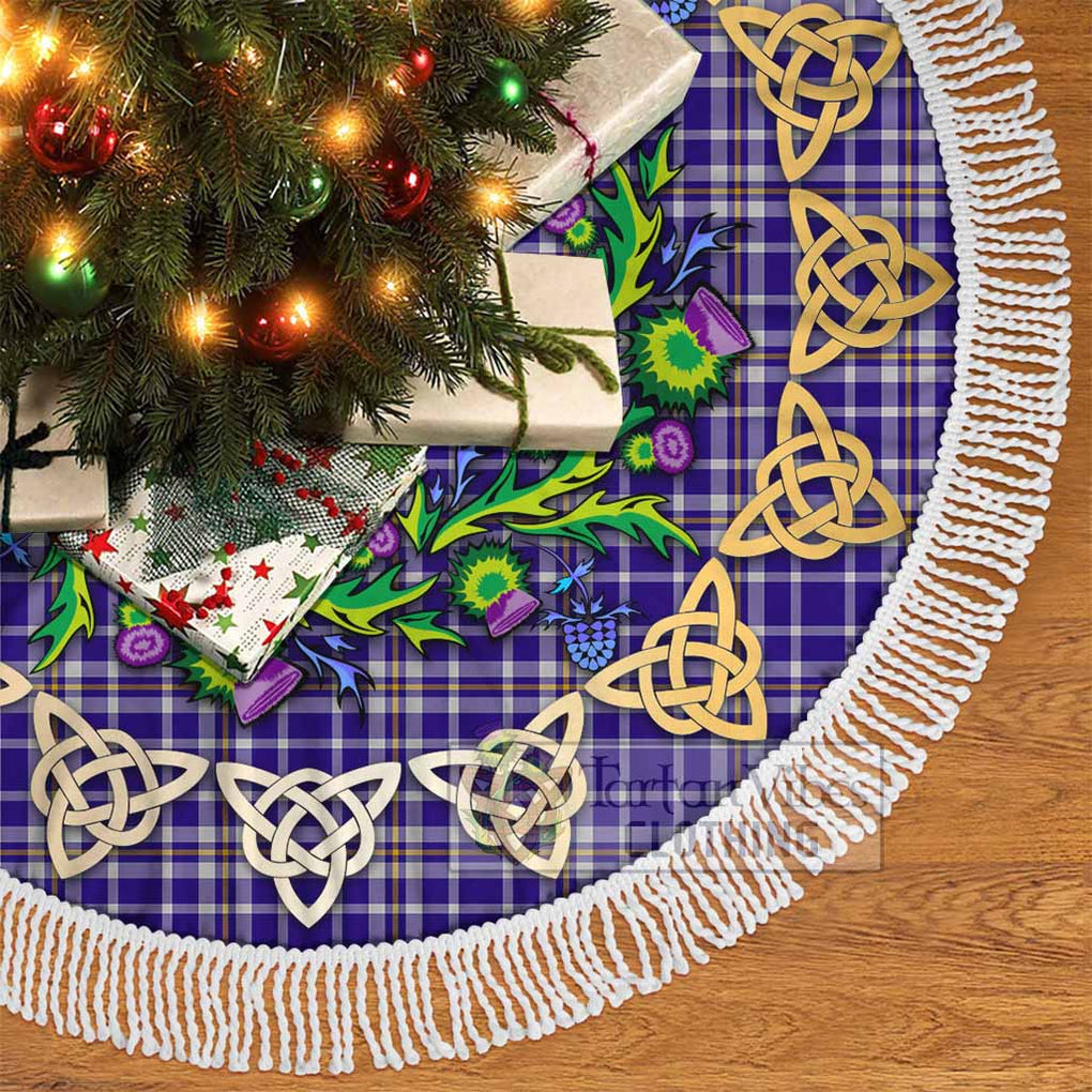 Tartan Vibes Clothing Ochterlony Tartan Christmas Tree Skirt with Thistle Celtic Knot Style