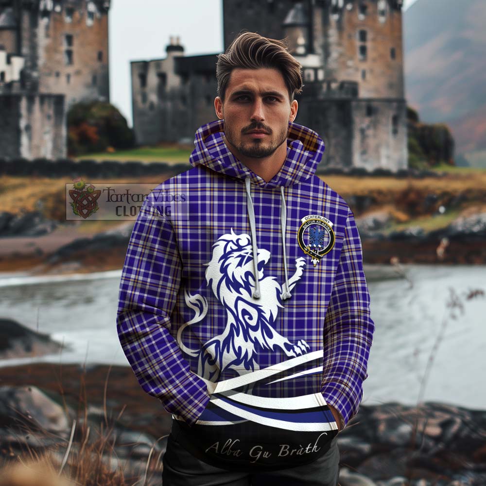 Ochterlony Tartan Cotton Hoodie with Alba Gu Brath Regal Lion Emblem - Tartan Vibes Clothing