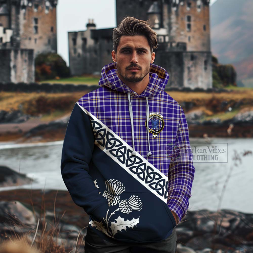 Ochterlony Tartan Cotton Hoodie Featuring Thistle and Scotland Map - Tartan Vibes Clothing