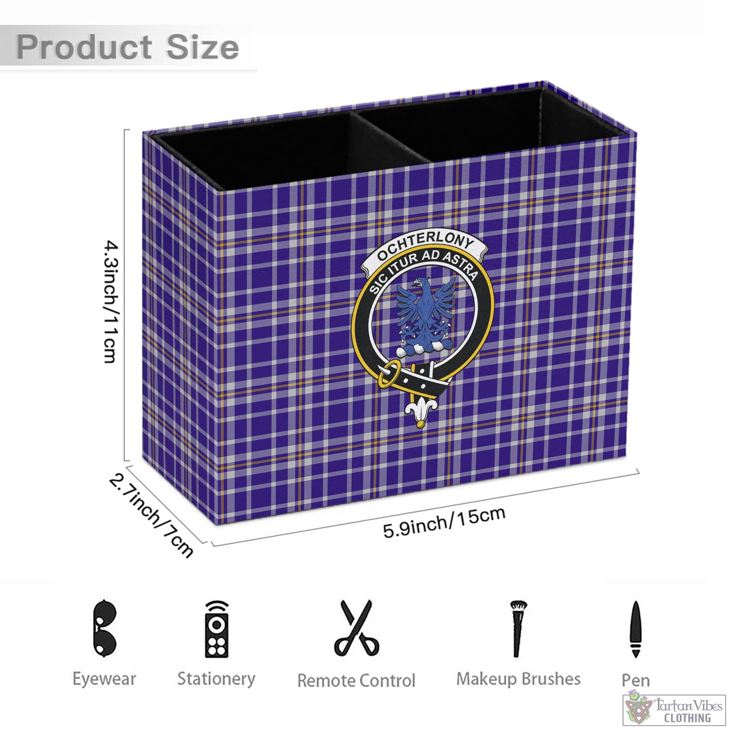 Ochterlony Tartan Pen Holder with Family Crest - Tartan Vibes Clothing