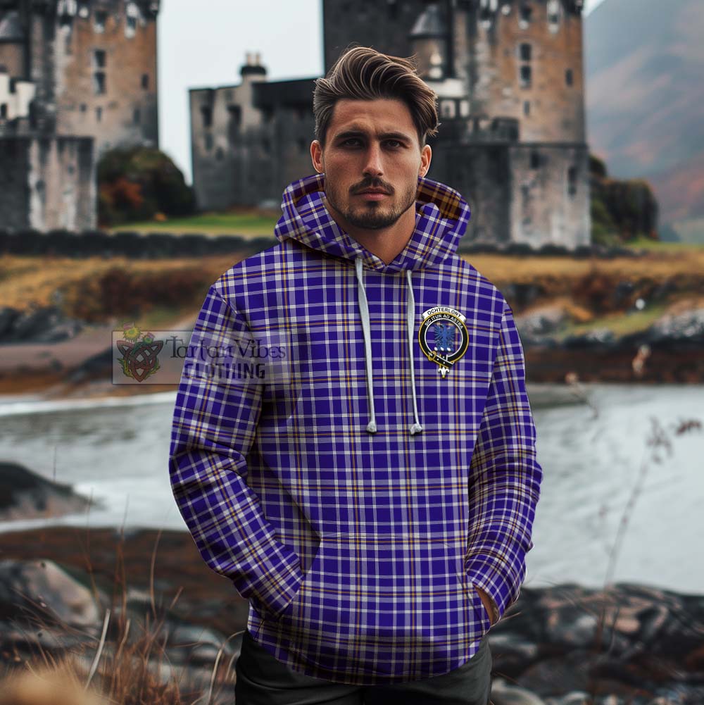 Ochterlony Tartan Cotton Hoodie with Family Crest Celtic Skull Style - Tartan Vibes Clothing