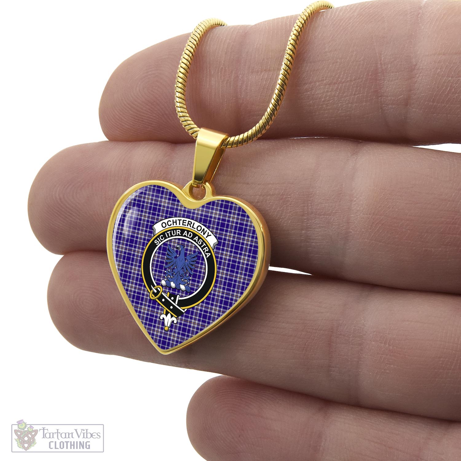 Ochterlony Tartan Heart Necklace with Family Crest - Tartan Vibes Clothing