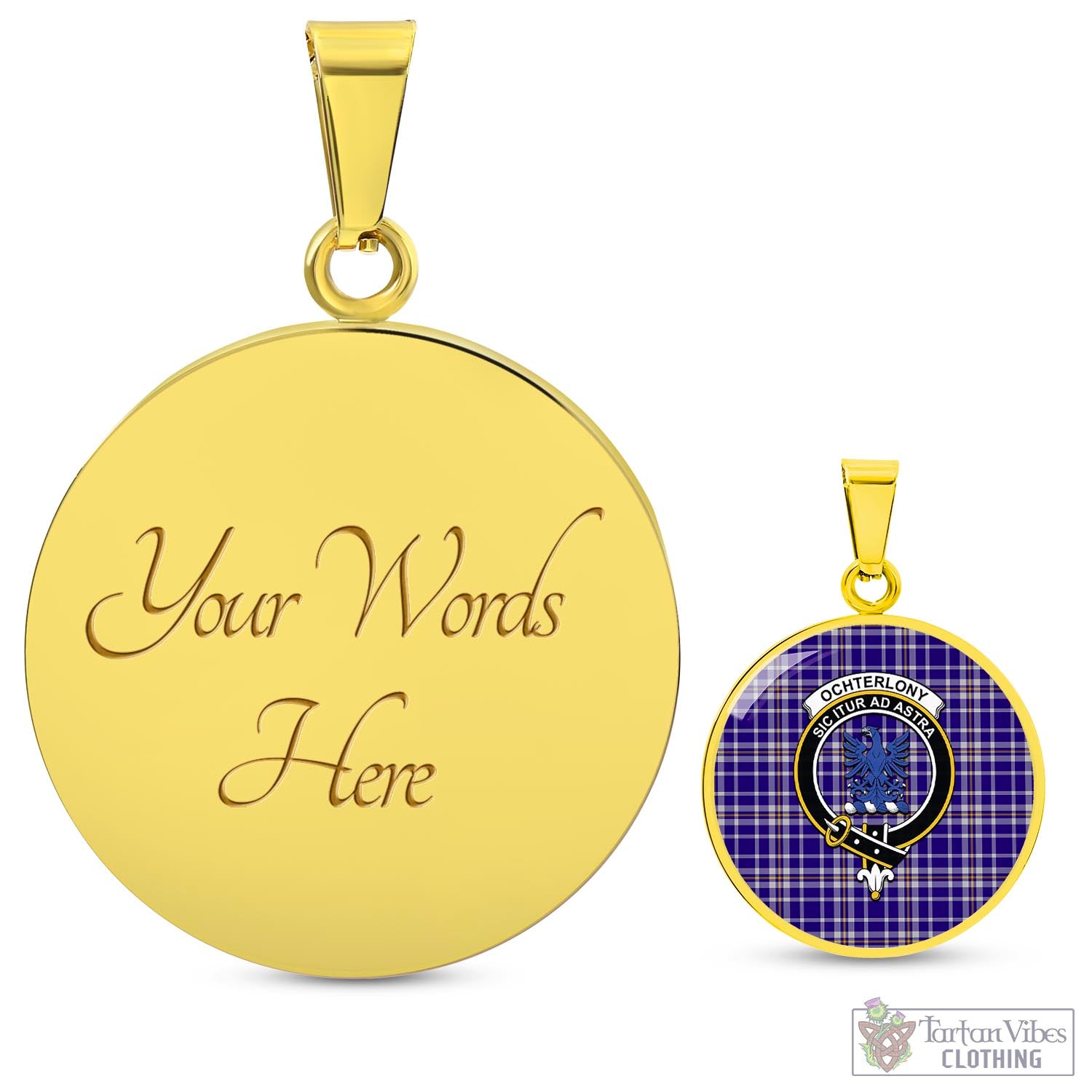 Ochterlony Tartan Circle Necklace with Family Crest Luxury Necklace (Gold) Yes - Tartan Vibes Clothing