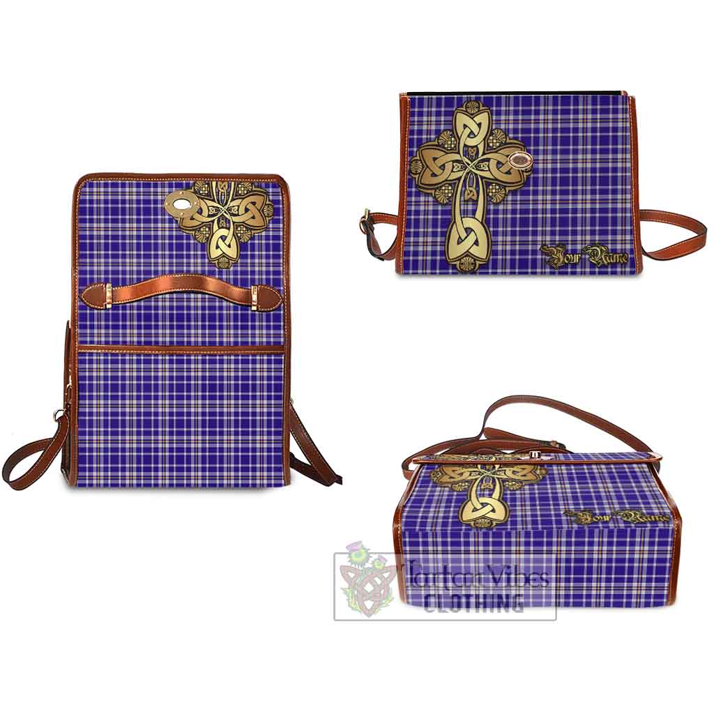 Tartan Vibes Clothing Ochterlony Tartan Waterproof Canvas Bag Golden Thistle Celtic Cross Style