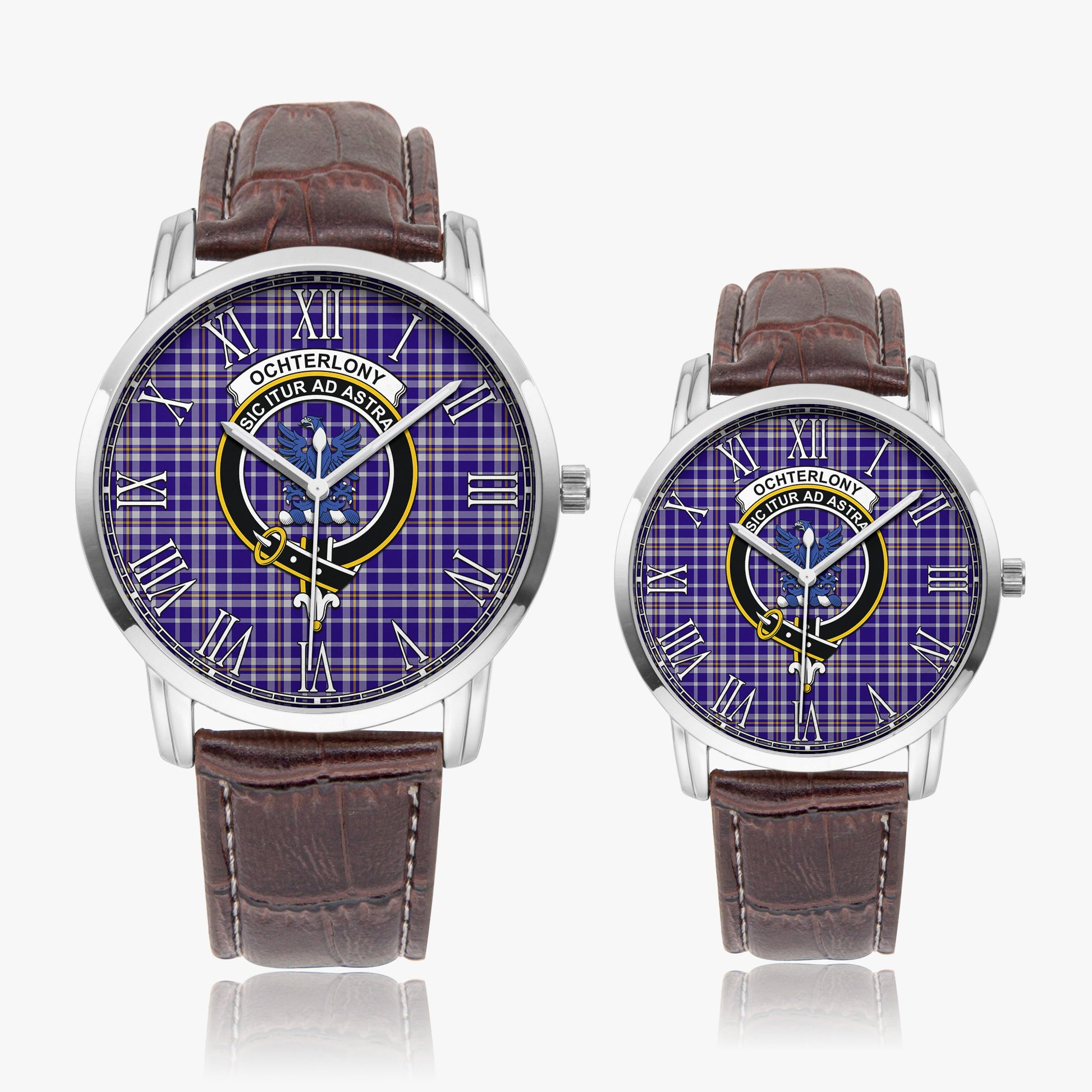 Ochterlony Tartan Family Crest Leather Strap Quartz Watch - Tartan Vibes Clothing
