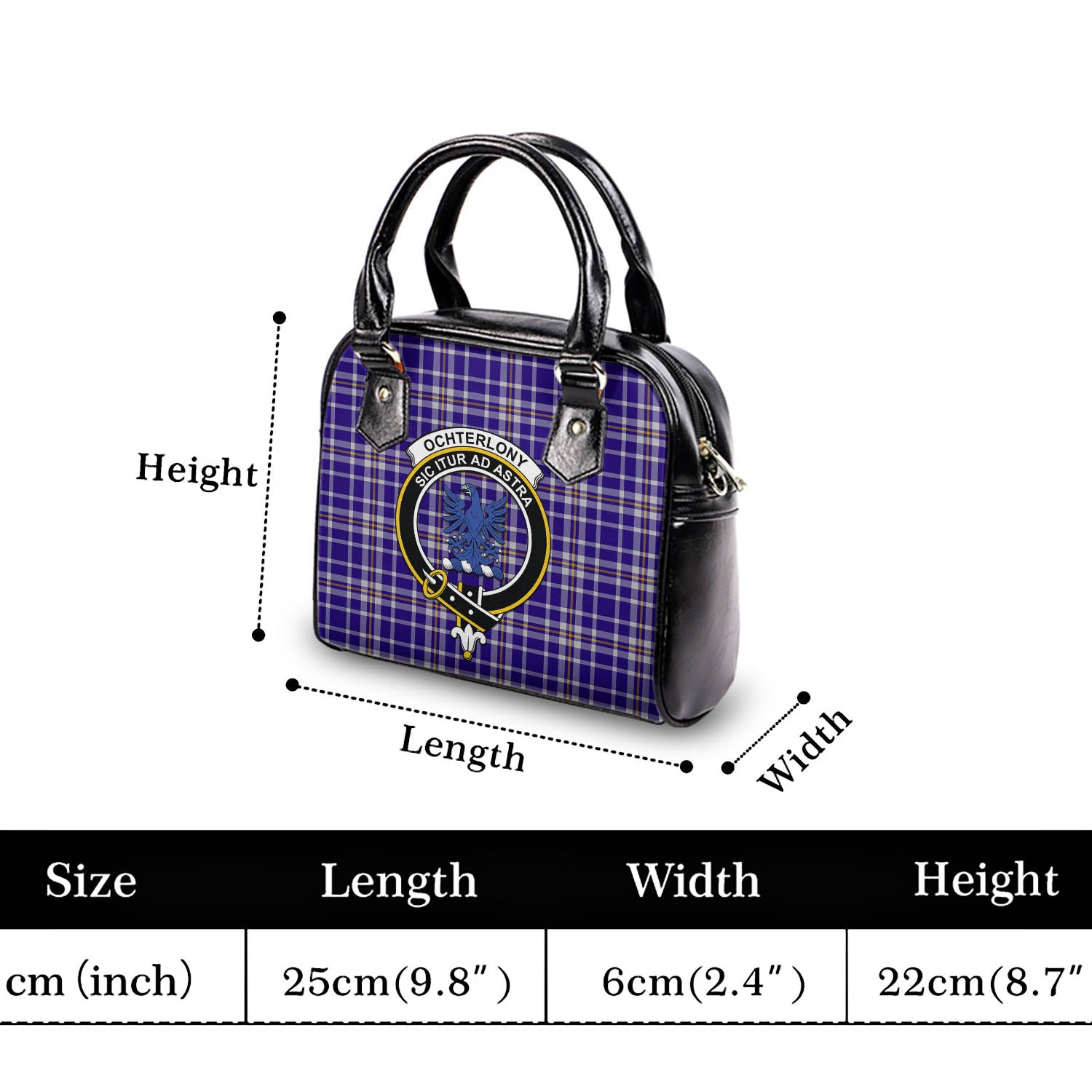 Ochterlony Tartan Shoulder Handbags with Family Crest - Tartan Vibes Clothing
