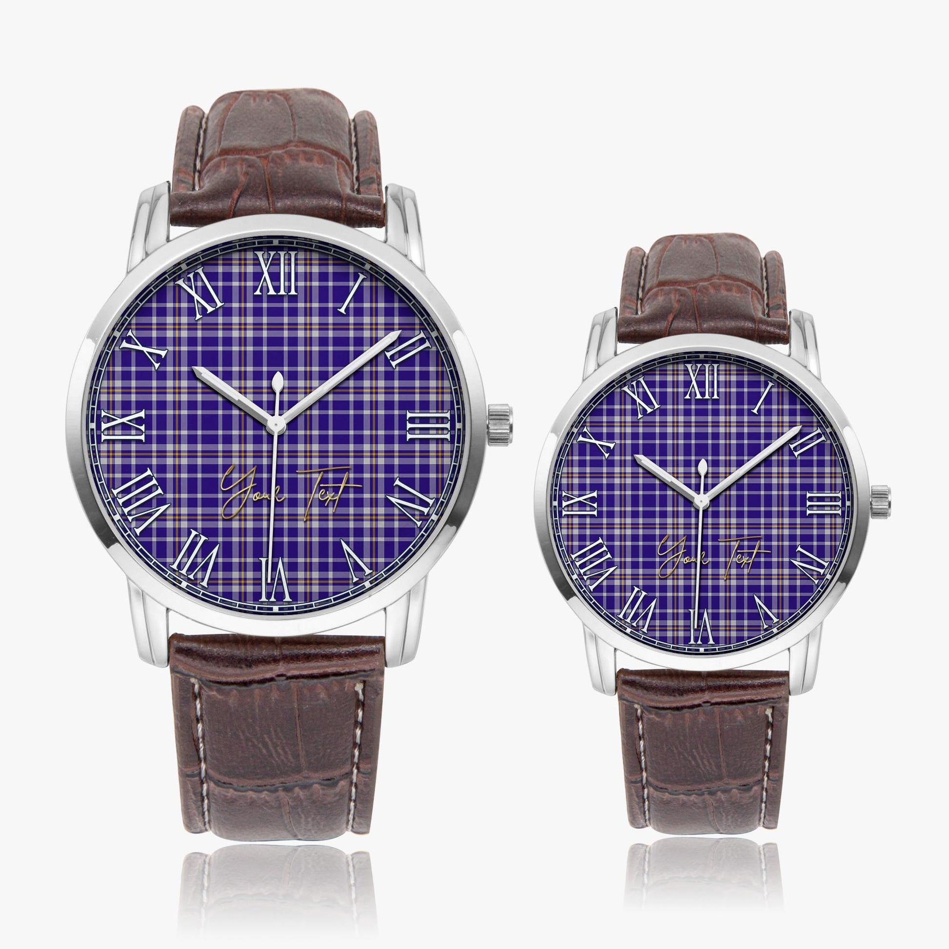 Ochterlony Tartan Personalized Your Text Leather Trap Quartz Watch - Tartan Vibes Clothing